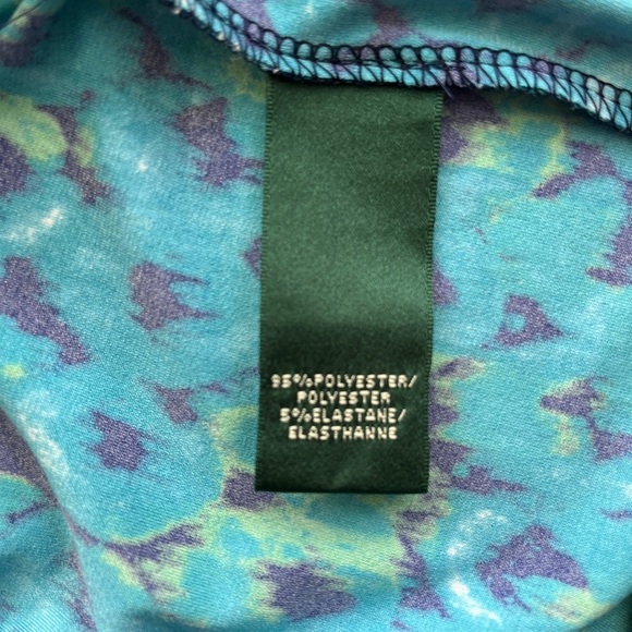 RALPH LAUREN Jersey Blue Green Print Dress Cocktail Batik Moc Wrap Empire, Sz 10 - Picture 5 of 9